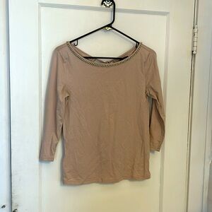 Ann Taylor Beaded Neck Line Top